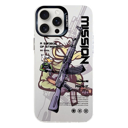 For iPhone 16 Pro Electroplated Silver Series PC Protective Phone Case(Peaceful Warrior B) by buy2fix