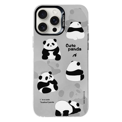 For iPhone 16 Pro Electroplated Silver Series PC Protective Phone Case(Grey Panda) by buy2fix