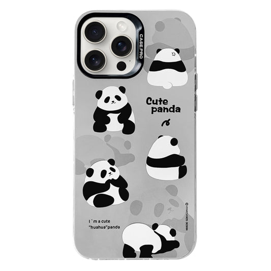 For iPhone 16 Pro Electroplated Silver Series PC Protective Phone Case(Grey Panda) by buy2fix