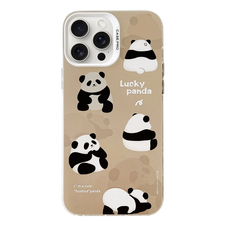 For iPhone 16 Pro Electroplated Silver Series PC Protective Phone Case(Brown Panda) by buy2fix