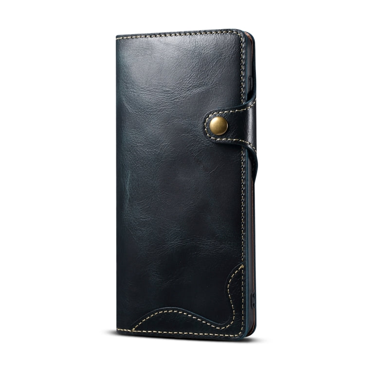 For Samsung Galaxy S23 FE 5G Denior Oil Wax Cowhide Magnetic Button Leather Phone Case(Dark Blue) - Galaxy S23 FE 5G Cases by Denior | Online Shopping UK | buy2fix