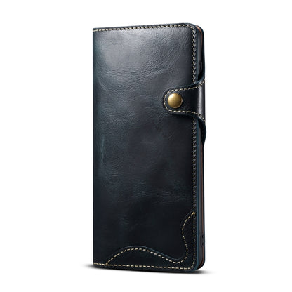 For Samsung Galaxy S23 FE 5G Denior Oil Wax Cowhide Magnetic Button Leather Phone Case(Dark Blue) - Galaxy S23 FE 5G Cases by Denior | Online Shopping UK | buy2fix