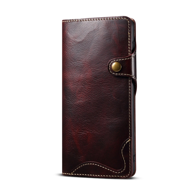 For Samsung Galaxy S23 FE 5G Denior Oil Wax Cowhide Magnetic Button Leather Phone Case(Dark Red) - Galaxy S23 FE 5G Cases by Denior | Online Shopping UK | buy2fix