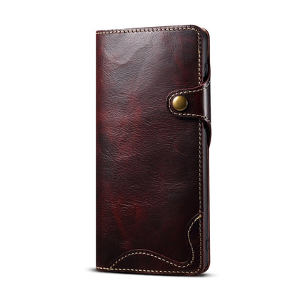 For Samsung Galaxy S23 FE 5G Denior Oil Wax Cowhide Magnetic Button Leather Phone Case(Dark Red) - Galaxy S23 FE 5G Cases by Denior | Online Shopping UK | buy2fix