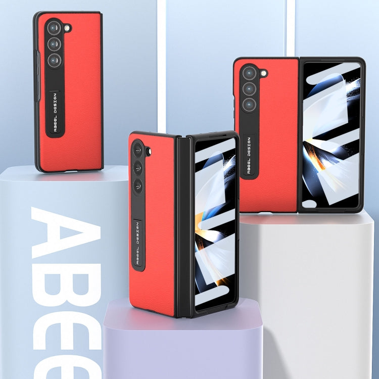 For Samsung Galaxy Z Fold5 Integrated Genuine Leather Luolai Series Phone Case with Holder(Red) - Galaxy Z Fold5 Cases by buy2fix | Online Shopping UK | buy2fix
