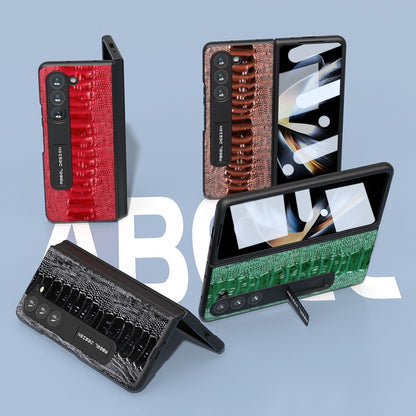 For Samsung Galaxy Z Fold5 Integrated  Genuine Leather Weilai Series Phone Case with Holder(Black) - Galaxy Z Fold5 Cases by buy2fix | Online Shopping UK | buy2fix