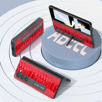 For Samsung Galaxy Z Fold5 Integrated  Genuine Leather Weilai Series Phone Case with Holder(Red) - Galaxy Z Fold5 Cases by buy2fix | Online Shopping UK | buy2fix