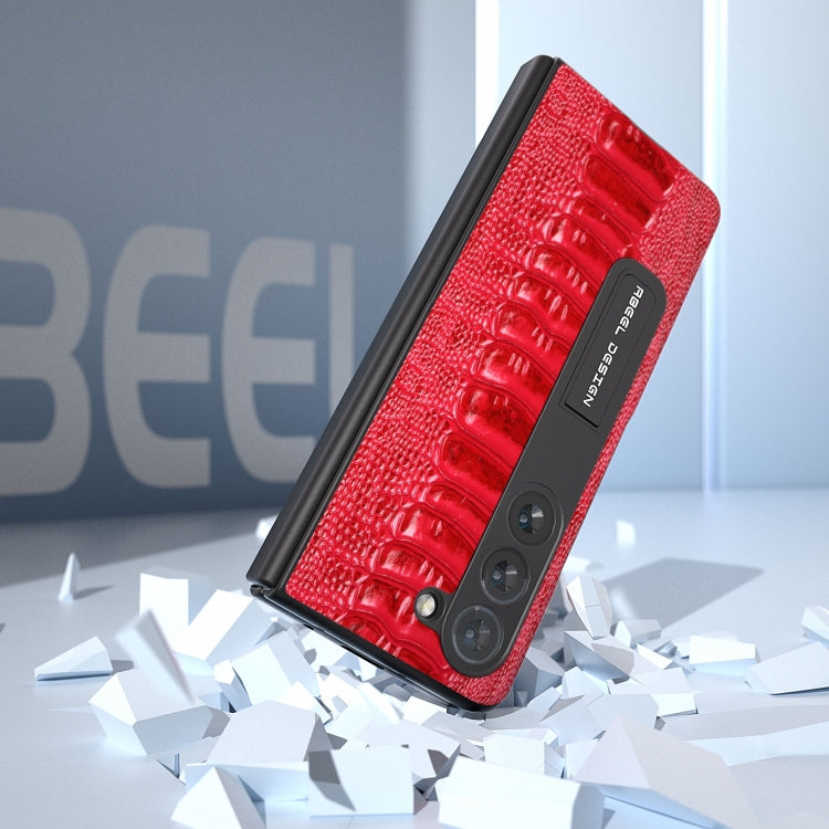 For Samsung Galaxy Z Fold5 Integrated  Genuine Leather Weilai Series Phone Case with Holder(Red) - Galaxy Z Fold5 Cases by buy2fix | Online Shopping UK | buy2fix