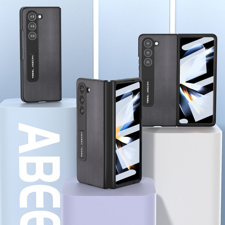 For Samsung Galaxy Z Fold5 Integrated Genuine Leather Xiaoya Series Phone Case with Holder(Black) - Galaxy Z Fold5 Cases by buy2fix | Online Shopping UK | buy2fix