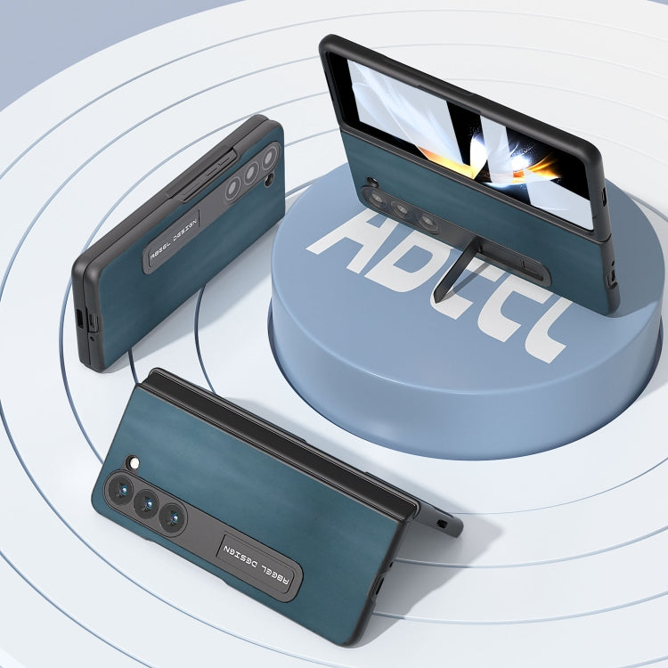 For Samsung Galaxy Z Fold5 Integrated Genuine Leather Xiaoya Series Phone Case with Holder(Dark Green) - Galaxy Z Fold5 Cases by buy2fix | Online Shopping UK | buy2fix