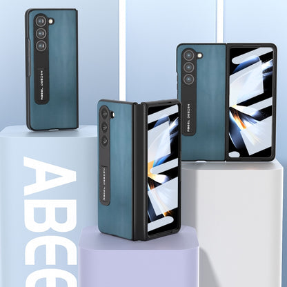 For Samsung Galaxy Z Fold5 Integrated Genuine Leather Xiaoya Series Phone Case with Holder(Dark Green) - Galaxy Z Fold5 Cases by buy2fix | Online Shopping UK | buy2fix