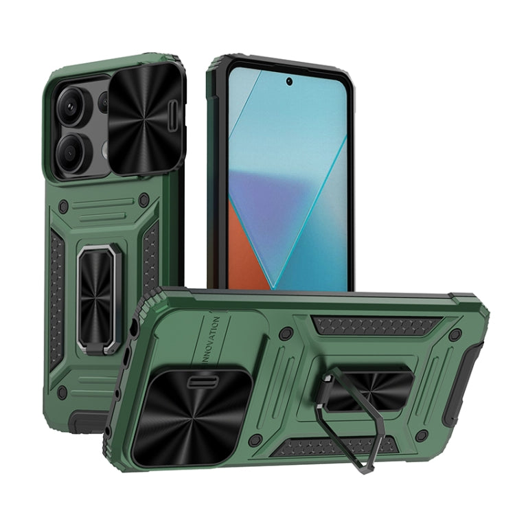 For Xiaomi Redmi Note 13 Pro 5G Camshield Robot TPU Hybrid PC Phone Case(Green) - Xiaomi Cases by buy2fix | Online Shopping UK | buy2fix