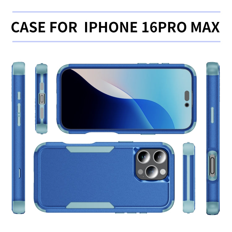 For iPhone 16 Pro Max Commuter Shockproof TPU + PC Phone Case(Royal Blue+Grey Green) by buy2fix