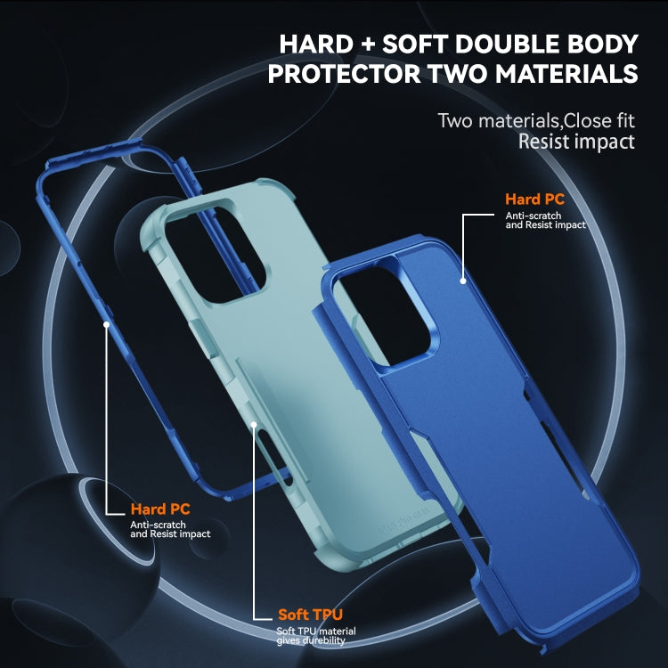 For iPhone 16 Pro Max Commuter Shockproof TPU + PC Phone Case(Royal Blue+Grey Green) by buy2fix