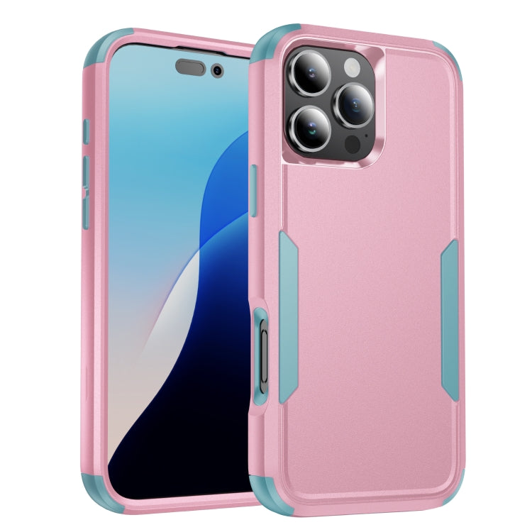 For iPhone 16 Pro Max Commuter Shockproof TPU + PC Phone Case(Pink+Grey Green) by buy2fix
