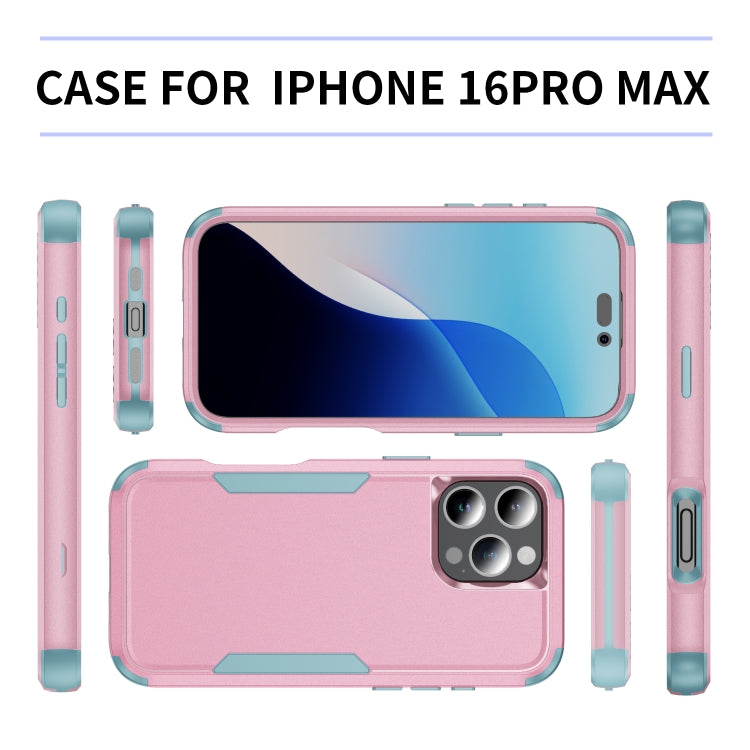 For iPhone 16 Pro Max Commuter Shockproof TPU + PC Phone Case(Pink+Grey Green) by buy2fix