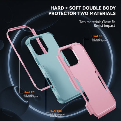 For iPhone 16 Pro Max Commuter Shockproof TPU + PC Phone Case(Pink+Grey Green) by buy2fix