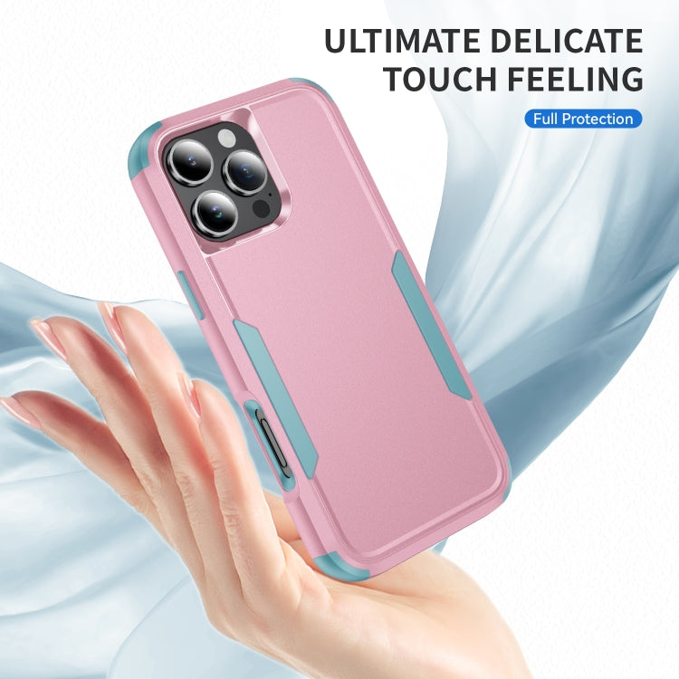 For iPhone 16 Pro Max Commuter Shockproof TPU + PC Phone Case(Pink+Grey Green) by buy2fix