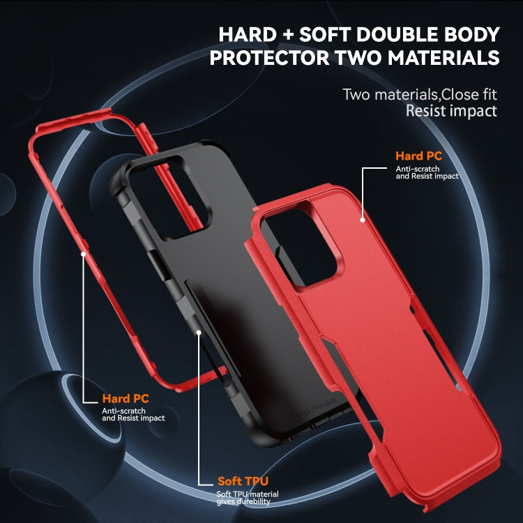 For iPhone 16 Pro Max Commuter Shockproof TPU + PC Phone Case(Red+Black) by buy2fix