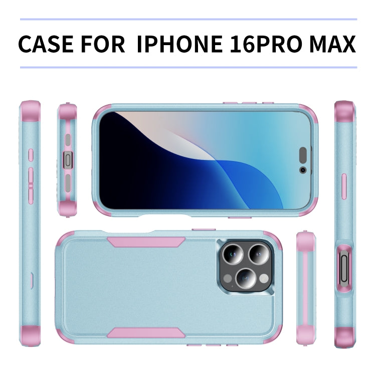For iPhone 16 Pro Max Commuter Shockproof TPU + PC Phone Case(Grey Green+Pink) by buy2fix