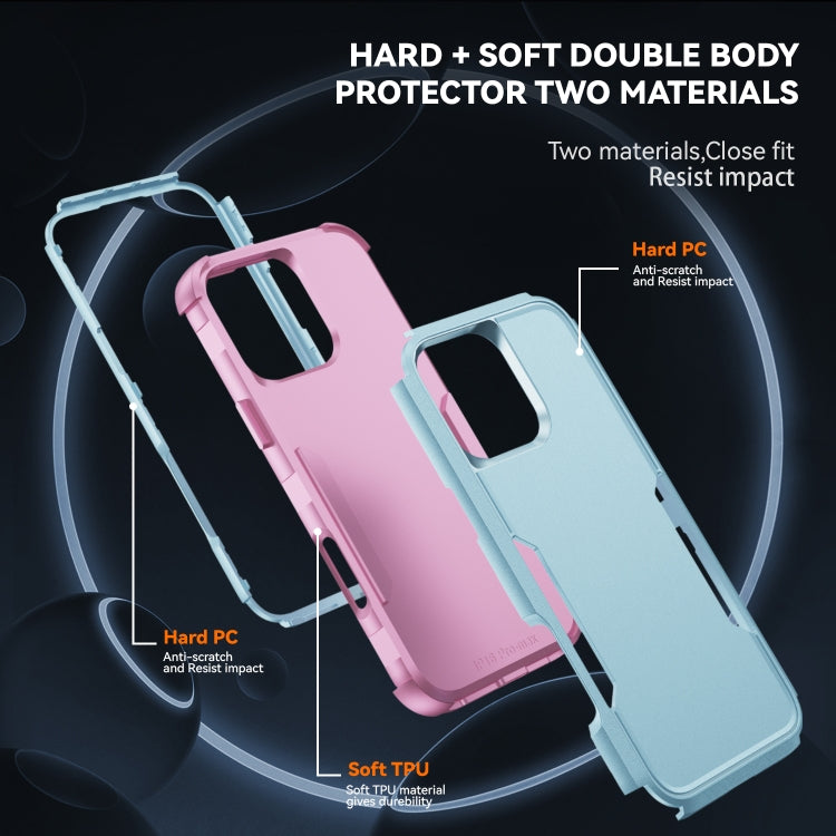 For iPhone 16 Pro Max Commuter Shockproof TPU + PC Phone Case(Grey Green+Pink) by buy2fix