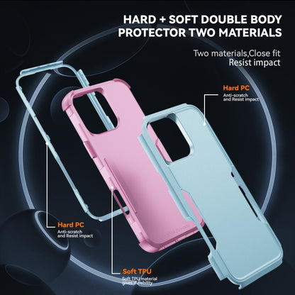 For iPhone 16 Pro Max Commuter Shockproof TPU + PC Phone Case(Grey Green+Pink) by buy2fix