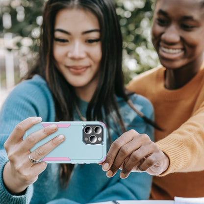 For iPhone 16 Pro Max Commuter Shockproof TPU + PC Phone Case(Grey Green+Pink) by buy2fix