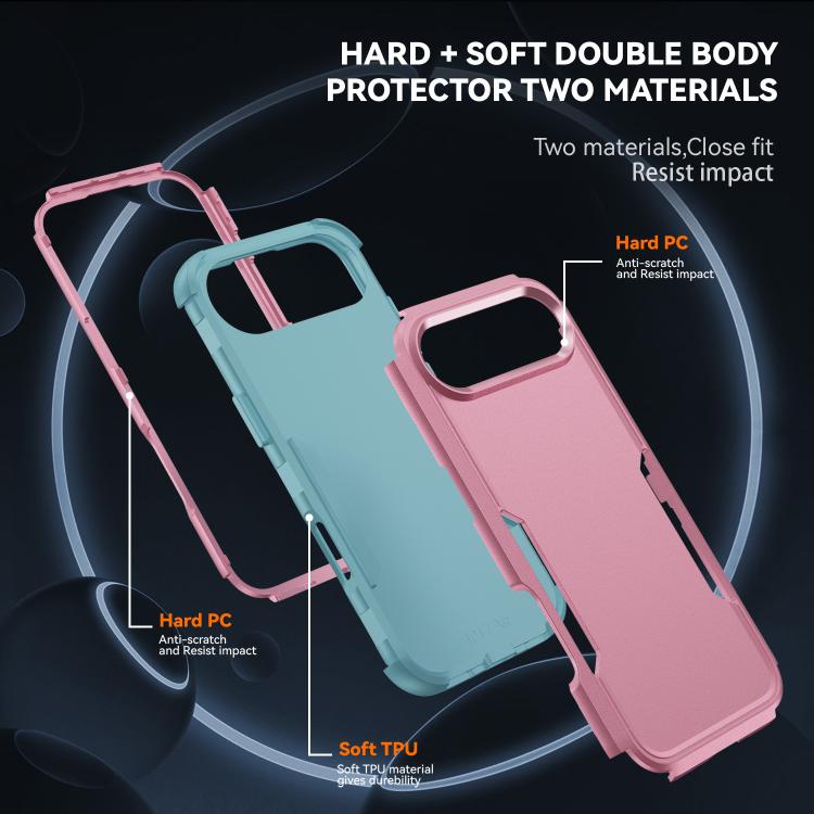 For iPhone Air Commuter Shockproof TPU + PC Phone Case(Pink+Grey Green) - iPhone Air Cases by buy2fix | Online Shopping UK | buy2fix