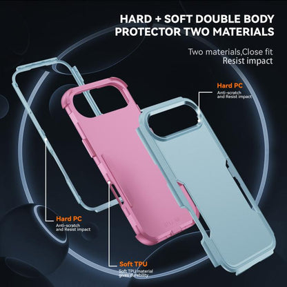 For iPhone Air Commuter Shockproof TPU + PC Phone Case(Grey Green+Pink) - iPhone Air Cases by buy2fix | Online Shopping UK | buy2fix