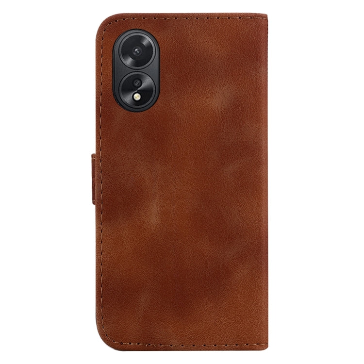 For OPPO A38 4G / A18 Seven-shaped Embossed Leather Phone Case(Brown) - OPPO Cases by buy2fix | Online Shopping UK | buy2fix