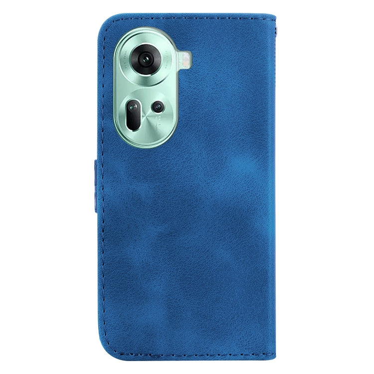 For OPPO Reno11 Global Seven-shaped Embossed Leather Phone Case(Blue) - OPPO Cases by buy2fix | Online Shopping UK | buy2fix