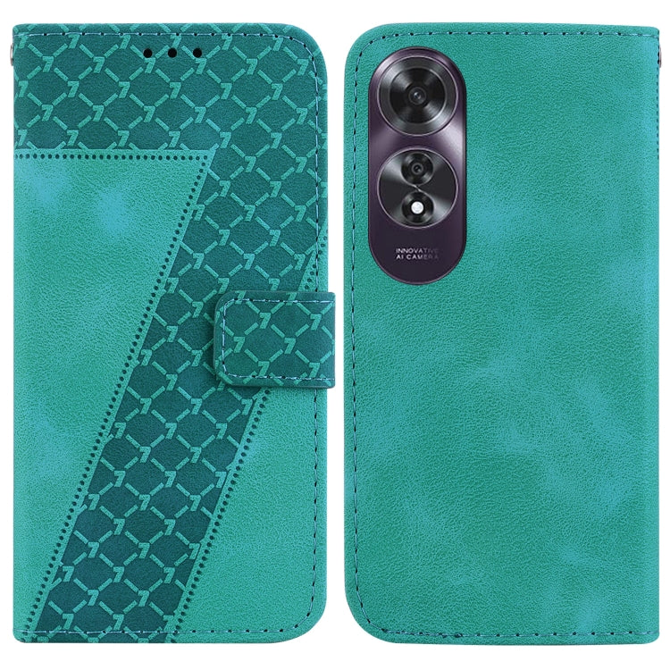For OPPO A60 4G Seven-shaped Embossed Leather Phone Case(Green) by buy2fix