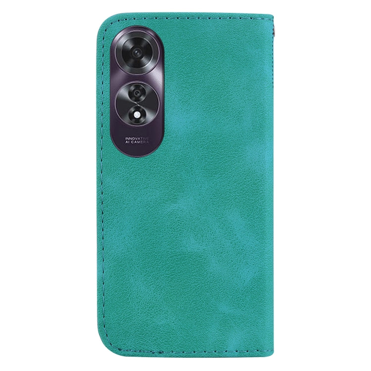 For OPPO A60 4G Seven-shaped Embossed Leather Phone Case(Green) by buy2fix