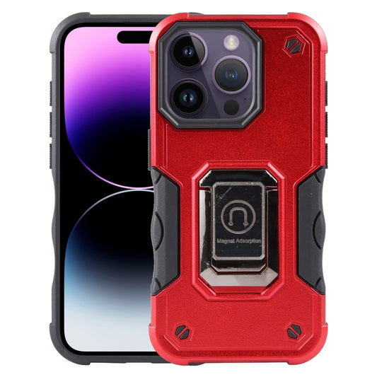 For iPhone 15 Pro Non-slip Shockproof Armor Phone Case with Ring Holder(Red) - iPhone 15 Pro Cases by buy2fix | Online Shopping UK | buy2fix