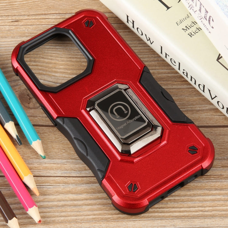 For iPhone 15 Pro Non-slip Shockproof Armor Phone Case with Ring Holder(Red) - iPhone 15 Pro Cases by buy2fix | Online Shopping UK | buy2fix