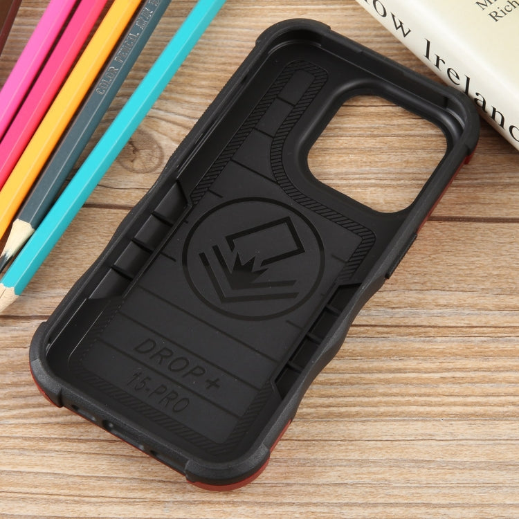 For iPhone 15 Pro Non-slip Shockproof Armor Phone Case with Ring Holder(Red) - iPhone 15 Pro Cases by buy2fix | Online Shopping UK | buy2fix