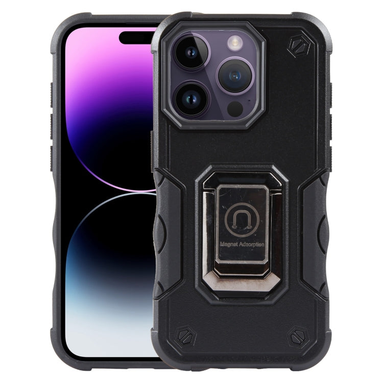 For iPhone 15 Pro Non-slip Shockproof Armor Phone Case with Ring Holder(Black) - iPhone 15 Pro Cases by buy2fix | Online Shopping UK | buy2fix