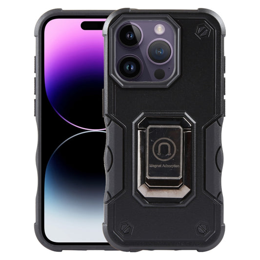 For iPhone 15 Pro Non-slip Shockproof Armor Phone Case with Ring Holder(Black) - iPhone 15 Pro Cases by buy2fix | Online Shopping UK | buy2fix