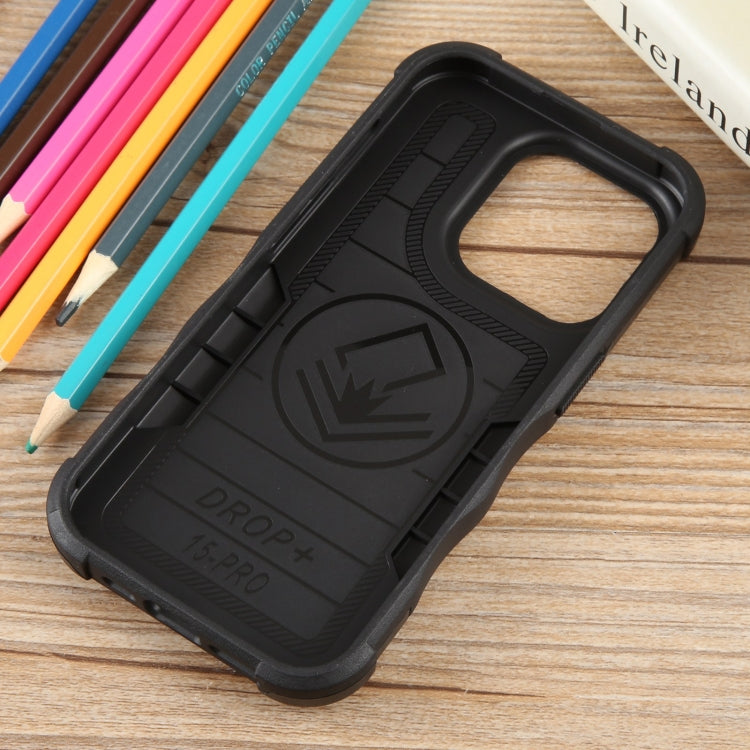 For iPhone 15 Pro Non-slip Shockproof Armor Phone Case with Ring Holder(Black) - iPhone 15 Pro Cases by buy2fix | Online Shopping UK | buy2fix