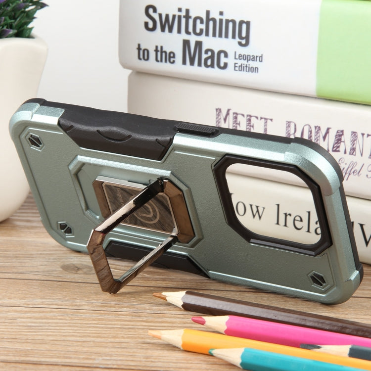 For iPhone 15 Pro Non-slip Shockproof Armor Phone Case with Ring Holder(Green) - iPhone 15 Pro Cases by buy2fix | Online Shopping UK | buy2fix