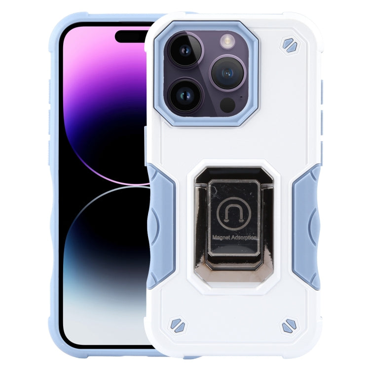 For iPhone 15 Pro Non-slip Shockproof Armor Phone Case with Ring Holder(White) - iPhone 15 Pro Cases by buy2fix | Online Shopping UK | buy2fix