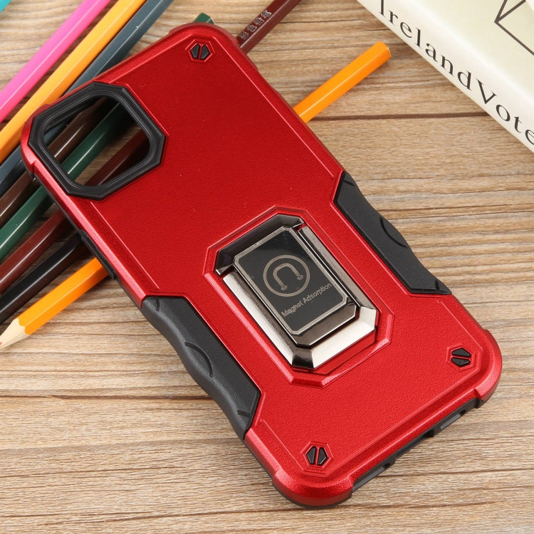 For iPhone 15 Plus Non-slip Shockproof Armor Phone Case with Ring Holder(Red) - iPhone 15 Plus Cases by buy2fix | Online Shopping UK | buy2fix