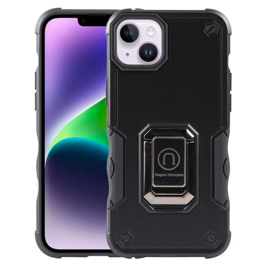 For iPhone 15 Plus Non-slip Shockproof Armor Phone Case with Ring Holder(Black) - iPhone 15 Plus Cases by buy2fix | Online Shopping UK | buy2fix