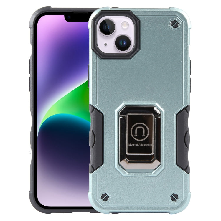 For iPhone 15 Plus Non-slip Shockproof Armor Phone Case with Ring Holder(Green) - iPhone 15 Plus Cases by buy2fix | Online Shopping UK | buy2fix