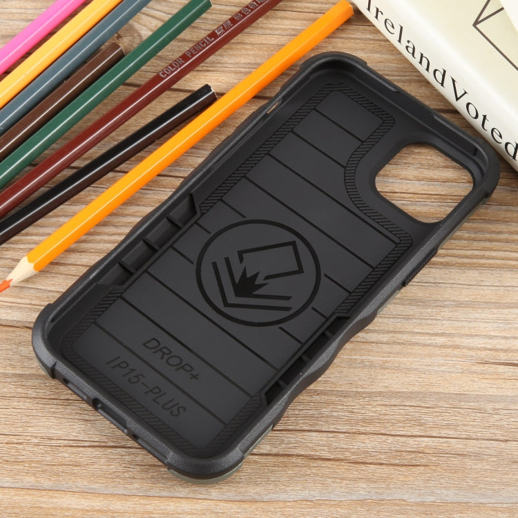 For iPhone 15 Plus Non-slip Shockproof Armor Phone Case with Ring Holder(Green) - iPhone 15 Plus Cases by buy2fix | Online Shopping UK | buy2fix