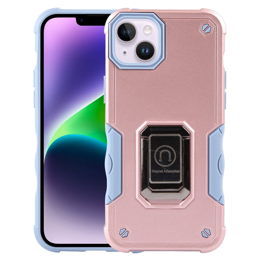 For iPhone 15 Plus Non-slip Shockproof Armor Phone Case with Ring Holder(Rose Gold) - iPhone 15 Plus Cases by buy2fix | Online Shopping UK | buy2fix