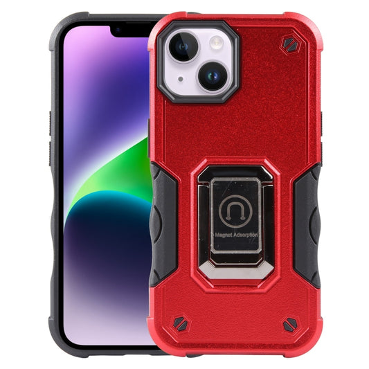 For iPhone 15 Non-slip Shockproof Armor Phone Case with Ring Holder(Red) - iPhone 15 Cases by buy2fix | Online Shopping UK | buy2fix
