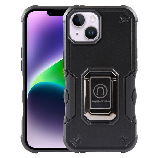 For iPhone 15 Non-slip Shockproof Armor Phone Case with Ring Holder(Black) - iPhone 15 Cases by buy2fix | Online Shopping UK | buy2fix