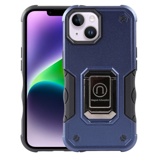 For iPhone 15 Non-slip Shockproof Armor Phone Case with Ring Holder(Blue) - iPhone 15 Cases by buy2fix | Online Shopping UK | buy2fix