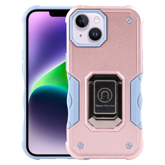For iPhone 15 Non-slip Shockproof Armor Phone Case with Ring Holder(Rose Gold) - iPhone 15 Cases by buy2fix | Online Shopping UK | buy2fix